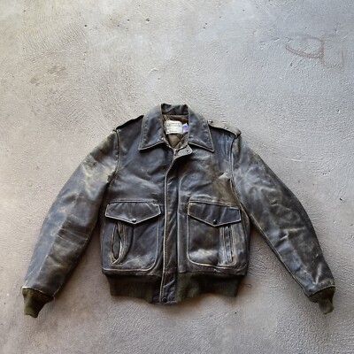 Schott Jacket Mens 40 Brown Leather IS 674 MS Flight A2 Bomber Lined Flyers