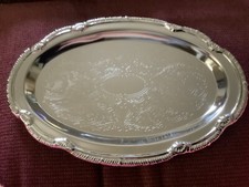 Beautifully Etched Sterlingcraft No tarnish Serving Tray-9 3/8 x 6 3/8