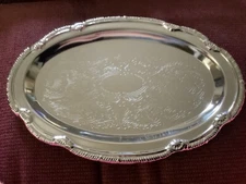 Beautifully Etched Sterlingcraft No tarnish Serving Tray-9 3/8 x 6 3/8