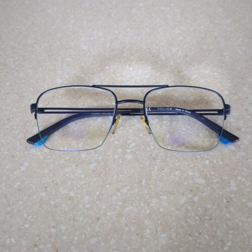 Police VPLA39K COL. 0606 Gloss Black with Blue Eyeglasses 53-19-145 - Picture 1 of 12