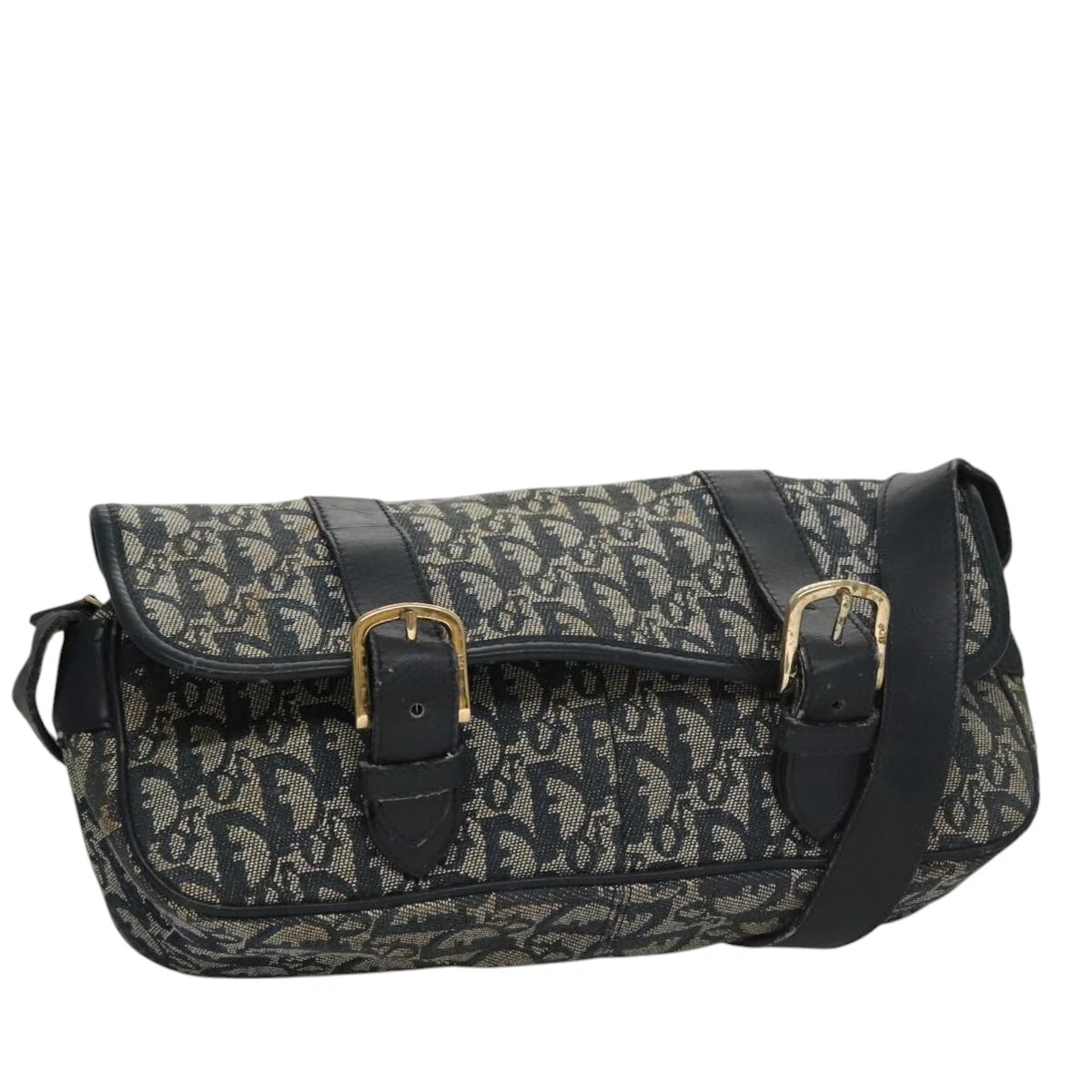 Sac bandoulière Christian Dior trotteur toile bleu marine authentique 106880