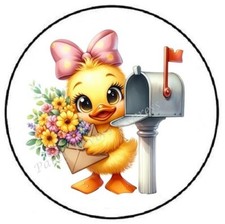 ADORABLE DUCK WITH FLOWERS MAIL ENVELOPE SEALS LABELS STICKERS PARTY FAVORS