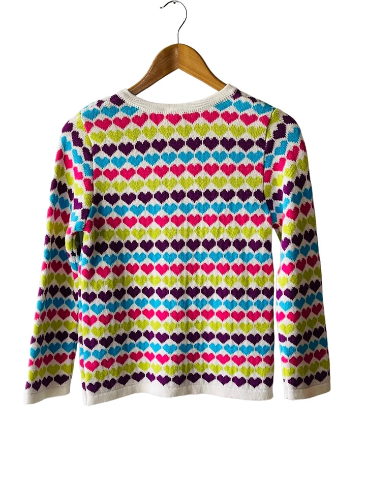 J. Khaki Girls Size L Heart Print Button Front Cardigan Sweater  - Image 3 of 4