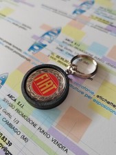 Portachiavi gadget in legno marchio Fiat vintage resinato