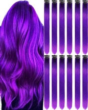 12 PCS Purple Hair Extensions Clip in, 20-Inch Colored Hair 12 PCS-Purple