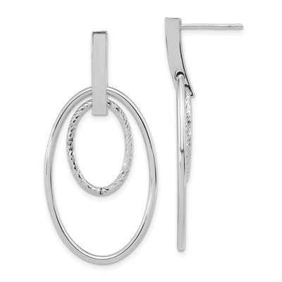 44mm 14k White Gold Gold Polished Diamond-cut Post Dangle Earrings