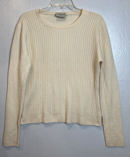 Bobby Jones Womens Cashmere Ivory Cable Knit Crew Neck Pullover Sweater Size M