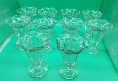 2 or more Libbey Tulip style sundae or ice cream float glasses 6'' tall footed