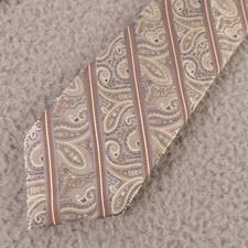Pronto Uomo Tie Gray Paisley Striped 100 Silk Couture 3"