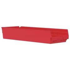 Akro-Mils 30184Red Shelf Storage Bin, Plastic, Red, 4 In H, 8 3/8 In W, 23 5/8