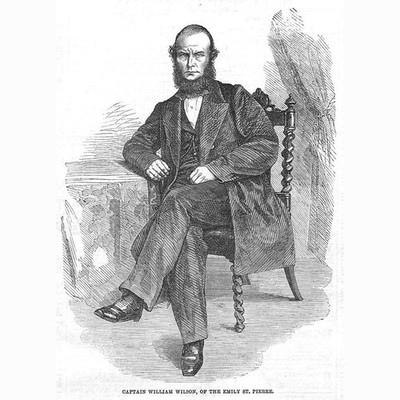 Kapitän William Wilson vom Handelsschiff Emily St Pierre - antiker Druck 1862