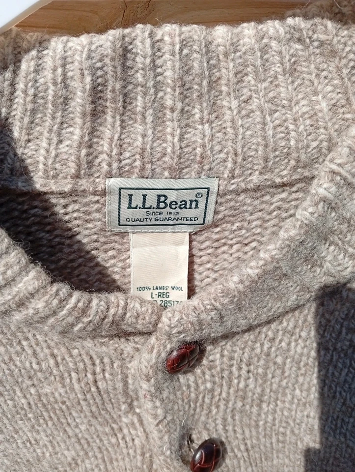 Pull L.L.Bean 100% Laine D'agneau Beige Chiné Homme Taille L - Photo 2/3
