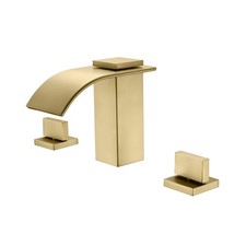 SUMERAIN Brushed Gold Waterfall Bathroom Faucet 3 Hole 8 Inch Widespread Bath...
