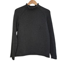 Classic J. Crew roll neck sweater dark gray cotton knit size small
