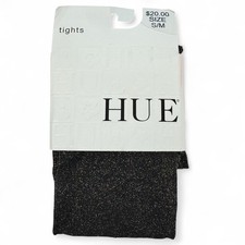Hue Black Gold Metallic Tights Womens Size S/M