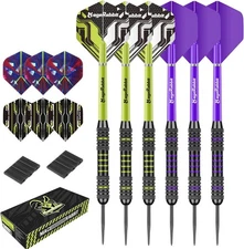 Metal Tip Darts 6 Pieces Professional Steel Darts with 12 Dart Flights, Steel Ti