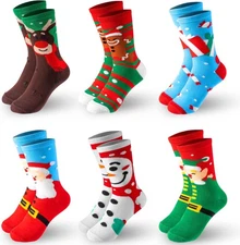 Giggling Getup 6 PCS Christmas Socks for Women Men, Novelty Socks for Women, Bir