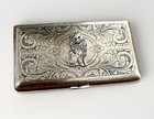 Cat Cigarette Case Wallet Stash Box, Vintage Art Nouveau Design, Crush Proof