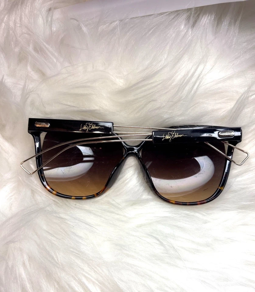 Libby Edelman Oversized Tort Brown & Black Gradient Sunglasses With Metal Temple - Image 2 of 4