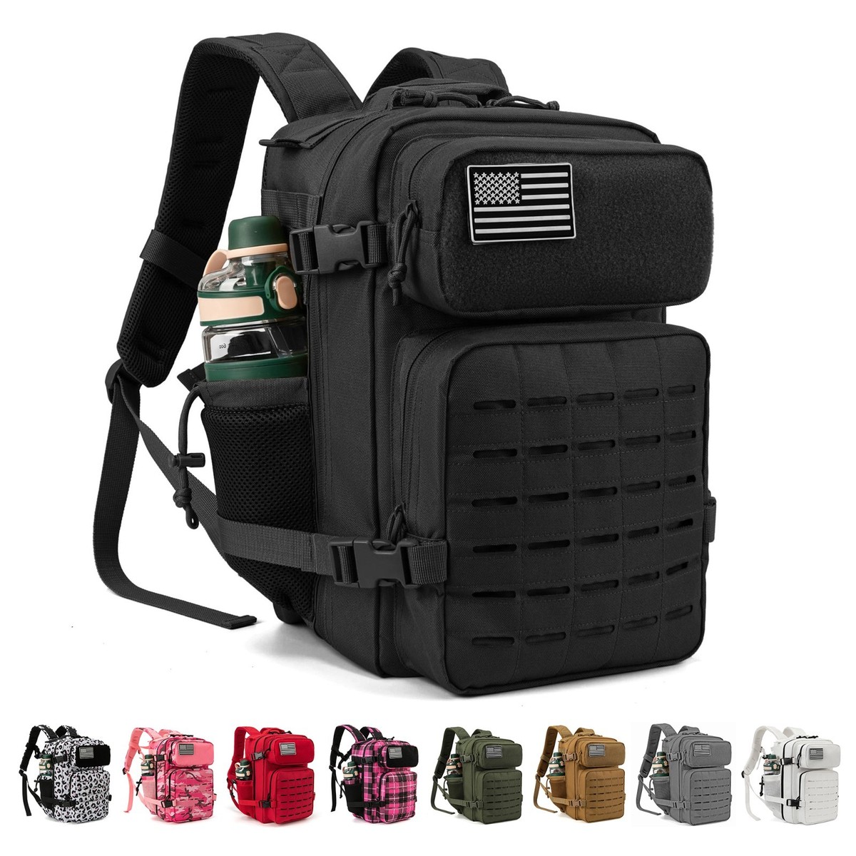 Wolt 45L Tactical Backpack - Durable Outdoor Rucksack, Gym  Tactical Black Men\'s Backpack - Durable MOLLE Daypack display picture 1