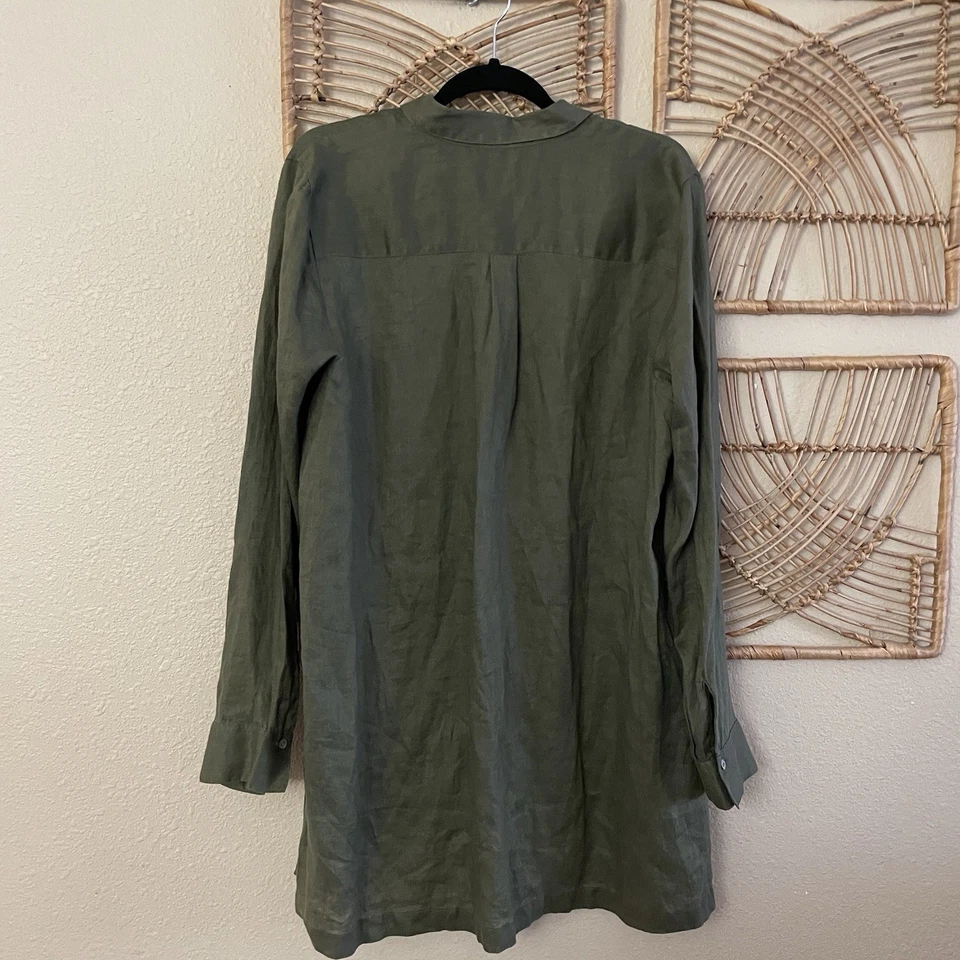 J. Jill Love Linen Tunic Shirt Green Moss Beachy Coastal Sz L Tall NWT B23 - Image 2 of 4