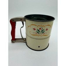 Vintage Androck Hand-i-Sift Cream-Colored Metal Flour Sifter