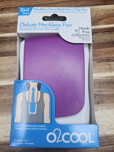 O2COOL Deluxe Necklace Fan 3 in 1 - Works As Necklace, Desk & Clip Fan Req 2 AA