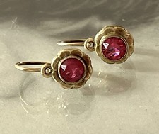 Antik Kinder? Ohrringe Ohrhänger Rubine? Ohrstecker Amerikan. Double AD