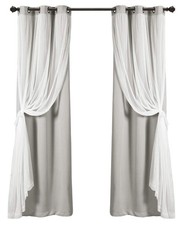 Lush Decor Sheer Grommet Curtains with Insulated Blackout Lining - Light Gray