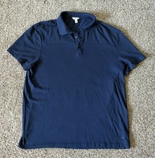 Calvin Klein Polo Shirt Men's Large Blue Short Sleeve 100 Cotton Classic Casual