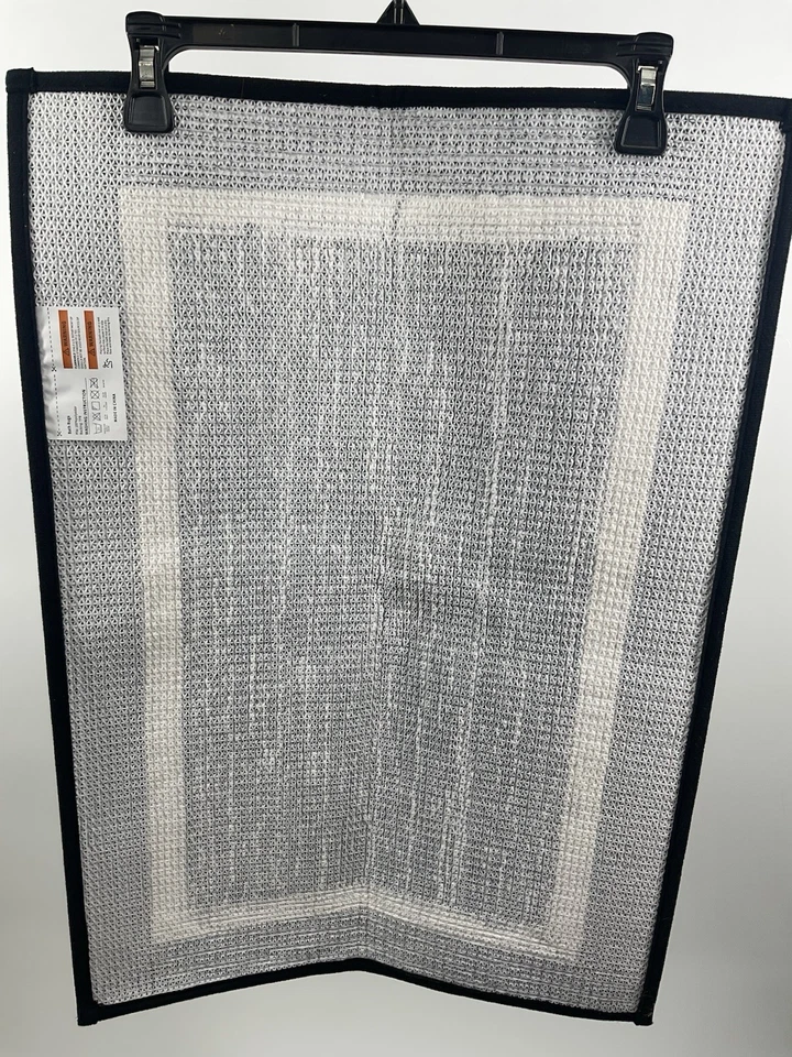 Juego de 2 alfombras de baño Pauwer alfombrilla de inodoro y ducha blanca y negra Foto 3 de 4