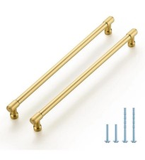 JOY DECOR 10 Pack 10 Inch Brushed Brass Cabinet Handles Modern Drawer Pulls
