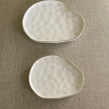 Aisbugur Two-piece Set jewelry holder Ceramic White With Gold  Trim