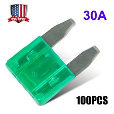 100x 30A Miniature Blade Style Fuse APM/ATM 32V Short Circuit Protection for Car