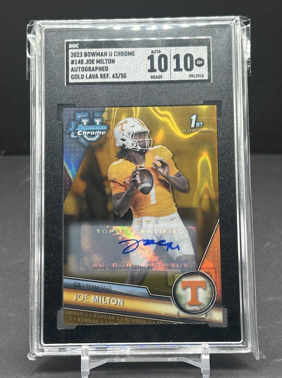 Joe Milton 2023 Bowman Chrome University 1st Auto Gold Lava /50 #148 SGC 10 10