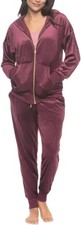 Felina Women's 2-Piece Velour Hoodie  Jogger Set, Fig Purple, Size L