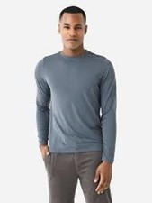 VUORI LONG SLEEVE CURRENT TECH TEE T-SHIRT MEN SIZE LARGE GRAY CREWNECK V1003