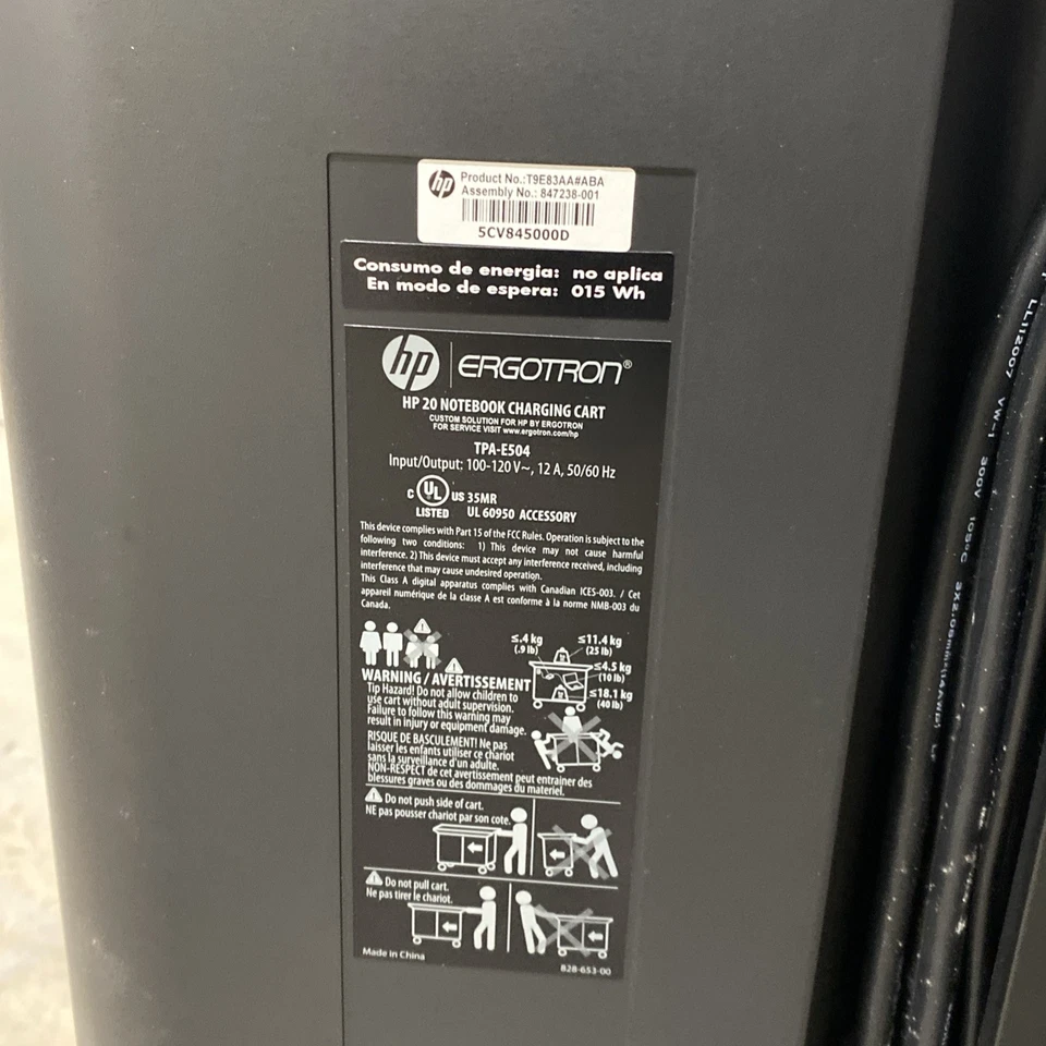 (Lote de 2) HP | Ergotron | Carro de carga para notebook 20 (TPA-E504) Foto 4 de 4