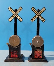 CB3: Lot of 2 Marx Railroad Crossing Stop Bell Train Track Crossing Signals