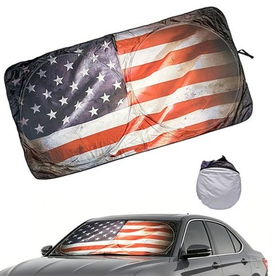US Flag Front Windshield Sun Shade UV Block Shield Cover For Toyota Accessories