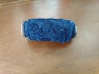 one roll of antique navy blue  embroidered net lace 4 in wide on a spool. Silk? — photo 2