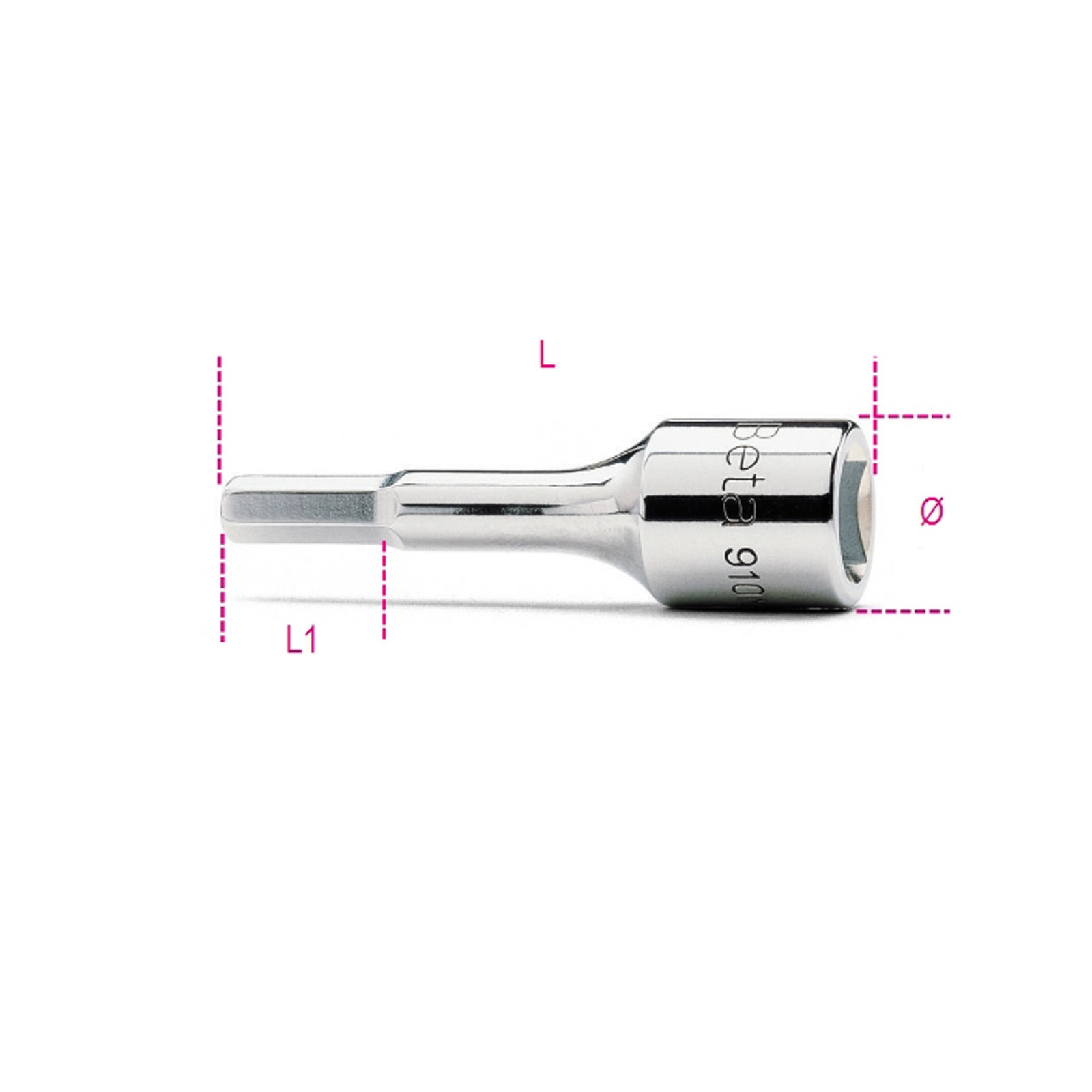 Beta 3/8in Sq Drive Socket Driver For 6mm Hexagon Screws - 910ME