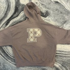 New Victoria  s Secret Pink Full Zip Hoodie M Drawstring Logo Mocha NWT