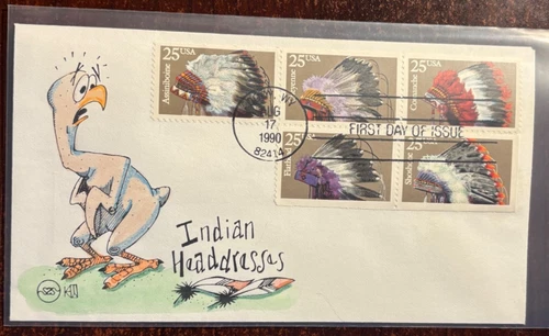 #2501-05 Indian Headdresses FDC with Steve Wilson cachet, limited 46/72