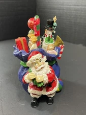 Vintage Christmas Spreader Set-Santa W/Bag Of Toys-Stainless Steel Hand Painted