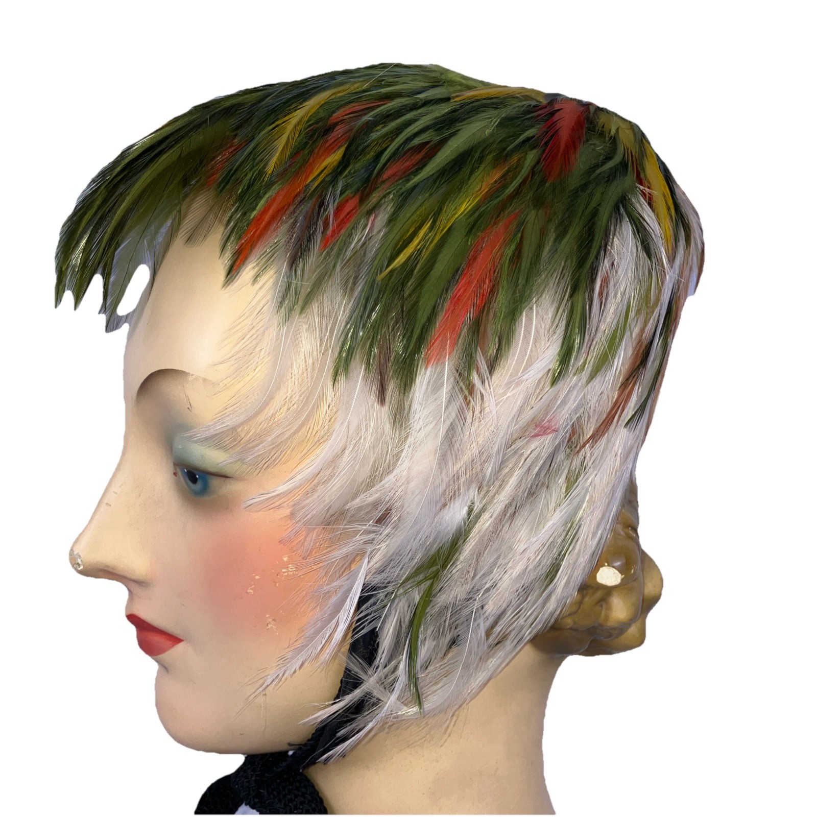 Vintage Unusual Feather Bird Hat Exotic Dancer 60s 70s Papagena Pixie image 3