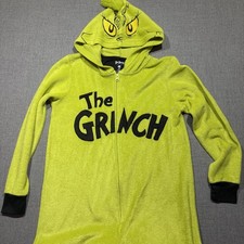 The Grinch Dr Seuss Adult Hooded Costume Pajamas Size 7/9 Medium Holiday