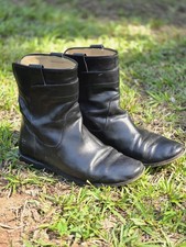 Frye Black Leather Pull-On Ankle Bootie Round...