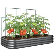 Outsunny Orto Rialzato con Traliccio in Metallo 220x110x150 cm Grigio Scuro