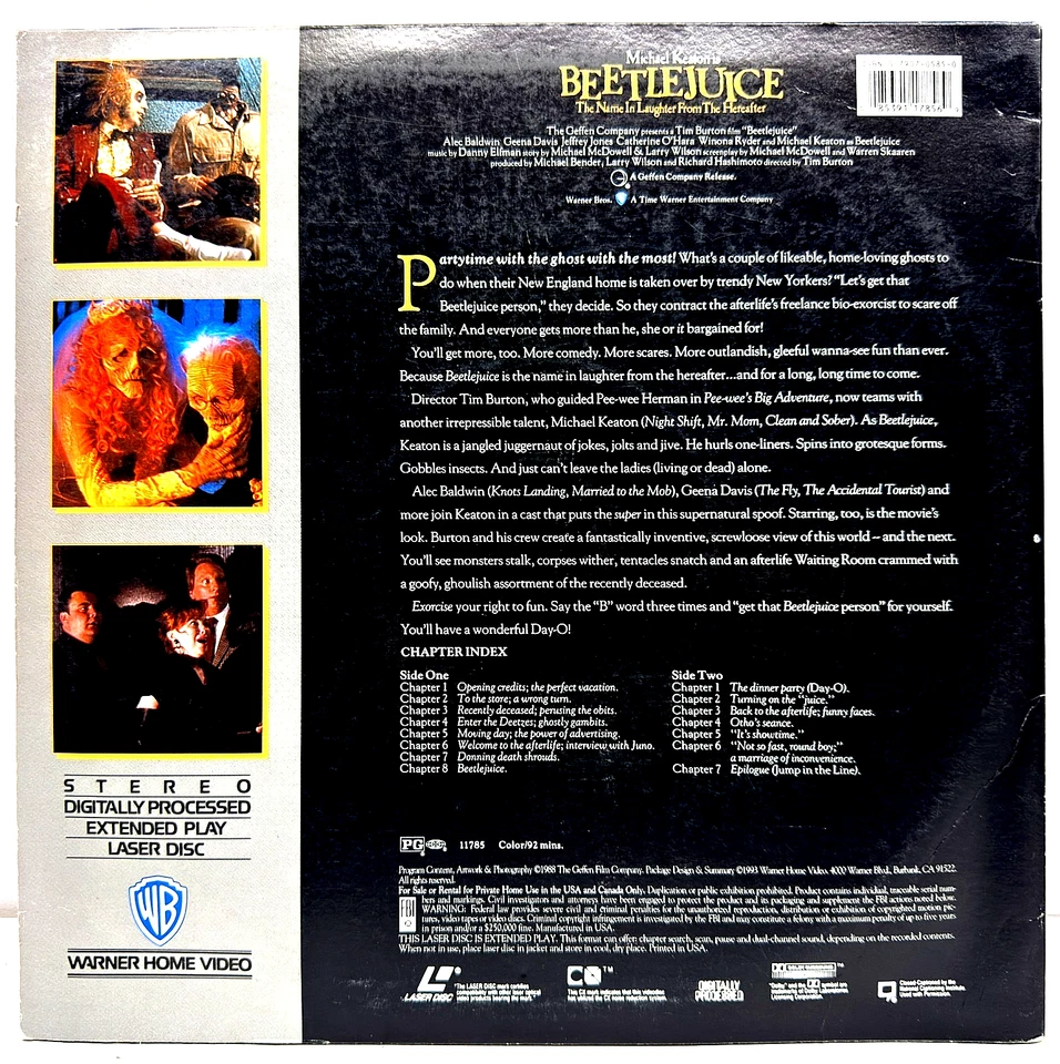 Beetlejuice лазерный диск 1991 Майкл Китон Тим Бертон - Изображение 4 из 4